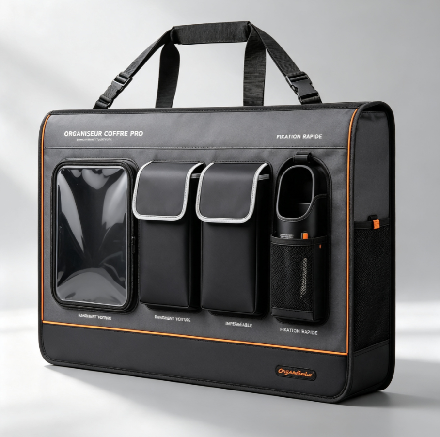 Organiseur coffre auto multifonction à sangles ajustables, tissu Oxford imperméable pour SUV, berline et break français